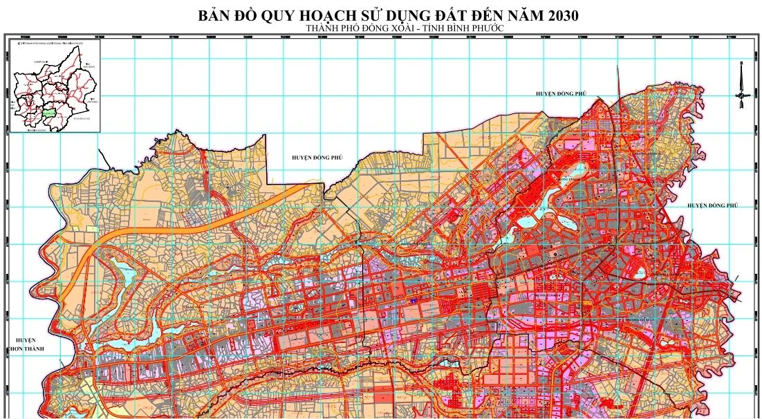 Bản đồ quy hoạch sử dụng đất thành phố Đồng Xoài tỉnh Bình Phước đến năm 2030