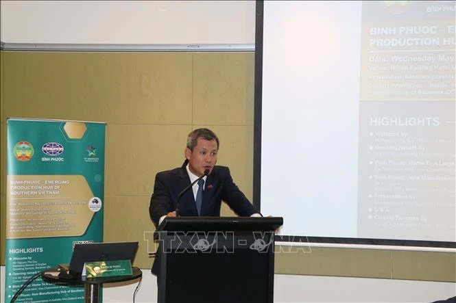 Ông Nguyễn Đăng Thắng, Tổng lãnh sự Việt Nam tại bang News South Wales, Queensland và Nam Australia phát biểu tại hội nghị. Ảnh: Văn Linh/TTXVN