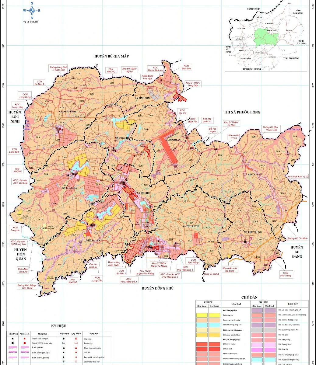 Bản đồ quy hoạch, kế hoạch huyện Phú Riềng (Bình Phước)